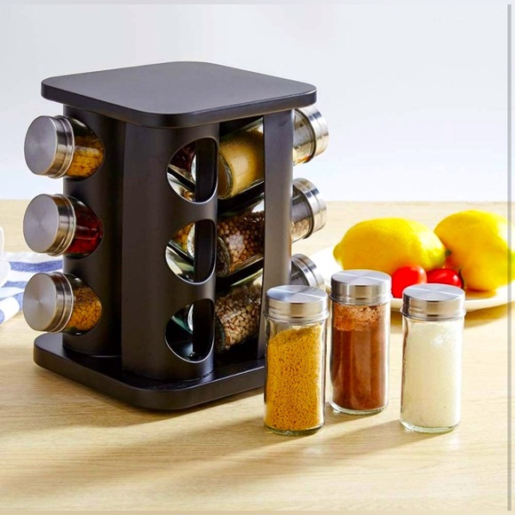 TINMIX Revolving Spice Rack Organizer with 12 Jars, black - Picture 1 of 9